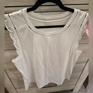 Lilly Pulitzer White Lace Trim Tank Top